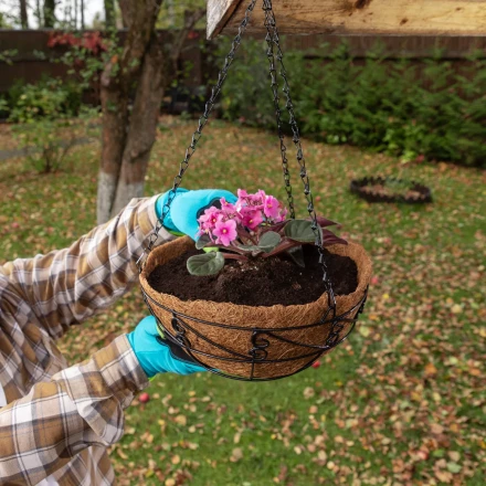 Кашпо подвесное с орнаментом Palisad, с кокосовой корзиной, диаметр 30 см, 690048 купить в Кургане