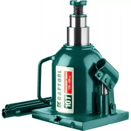 Домкрат гидравлический бутылочный "Double Ram", сварной, телескопический, 10т, 170-430мм, KRAFTOOL 43463-10 43463-10 купить в Кургане