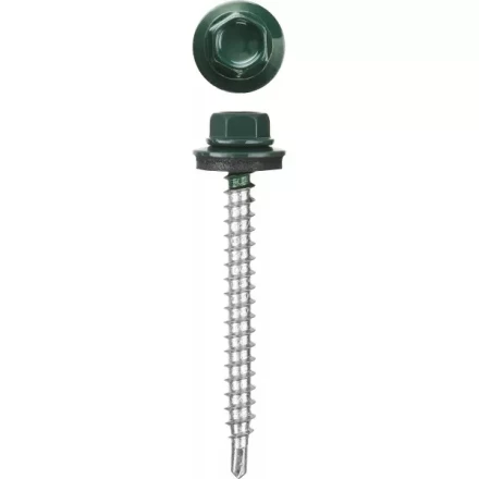 Саморезы СКМ кровельные, RAL 6005 зеленый насыщенный, 19 x 5.5 мм, 2 500 шт, для металлических конструкций, STAYER 30300-55-019-6005 купить в Кургане