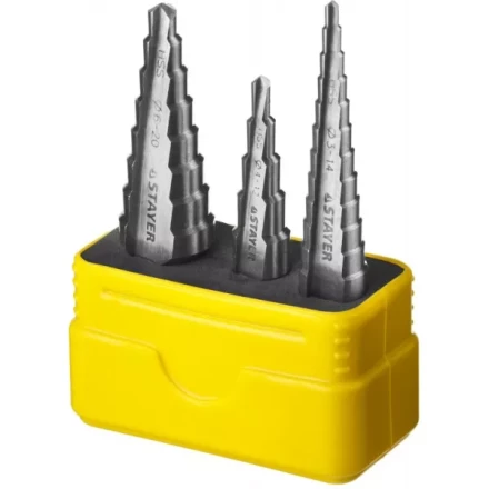 Набор STAYER &quot;MASTER&quot;: Ступенчатые сверла по сталям и цвет.мет., сталь HSS, d=3-14мм,12ступ. d 4-12 мм 5 ступ., d 6-20мм 8ступ. 29660-3-20-H3 купить в Кургане