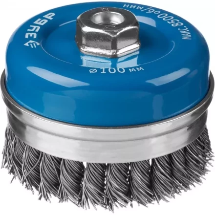 ЗУБР &quot;ПРОФЕССИОНАЛ&quot;. Щетка чашечная усиленная для УШМ, плетеные пучки стальной проволоки 0,8мм, 100ммхМ14 35271-100_z02 купить в Кургане