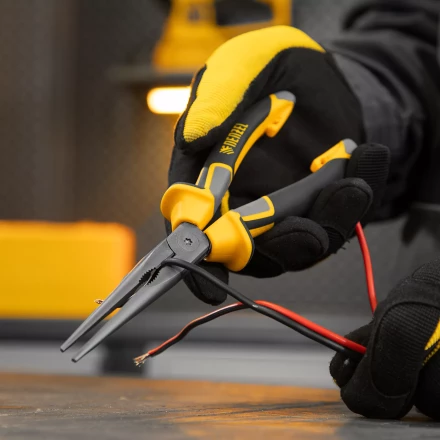 Длинногубцы прямые 205 мм Denzel 17302, трехкомпонентные рукоятки купить в Кургане