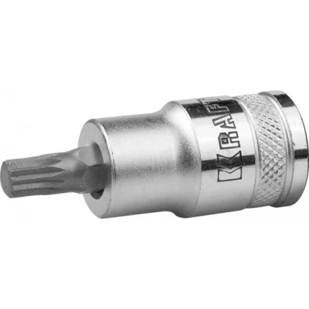 Торцовая бита-головка KRAFTOOL &quot;INDUSTRIE QUALITAT&quot;, материал S2, SPLINE, сатинированная, 1/2&quot;, M8 27911-08_z01 купить в Кургане