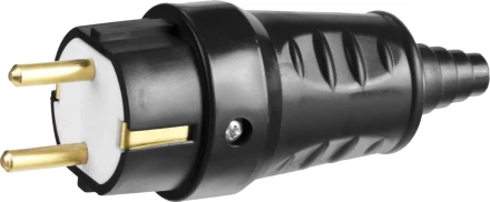 Вилка СИБИН электрическая ударопрочная, с заземлением, 16А/220В, черная 55115-B купить в Кургане