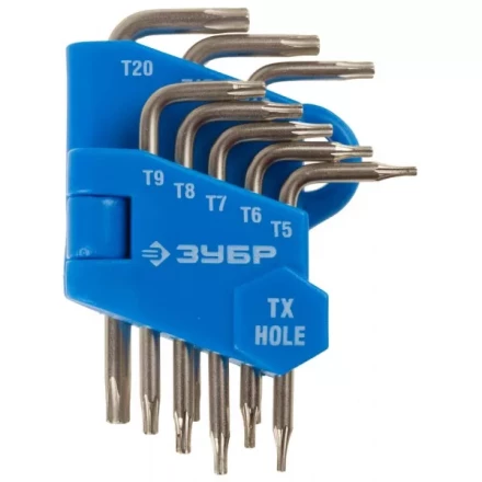 Набор ключей имбусовых ЗУБР&quot;ЭКСПЕРТ&quot;МИНИ для точных работ, Cr-V,TORX Т5-Т20, с отверстием,для защищенного крепежа,8шт 27477-H8 купить в Кургане