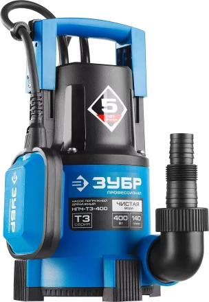 Насос ЗУБР &quot;ПРОФЕССИОНАЛ&quot; Т3 погружной дренажный для чистой воды (d пропускаемых частиц до 5мм), 400Вт, пропускная способность 140л/мин, напор 8,0м НПЧ-Т3-400 купить в Кургане