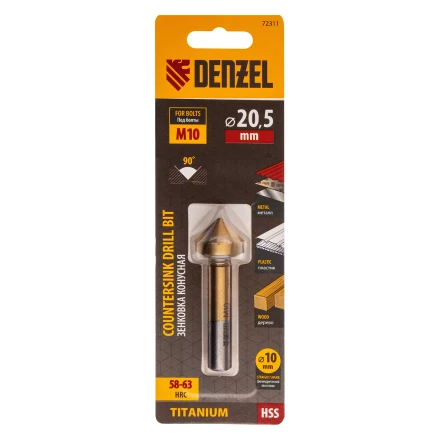 Зенковка конусная под М10, HSS, по металлу, цилиндрический хвостовик Denzel 72311 купить в Кургане