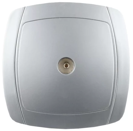 Розетка СВЕТОЗАР "АКЦЕНТ" телевизионная одинарная в сборе, цвет серебристый металлик SV-54215-SM купить в Кургане