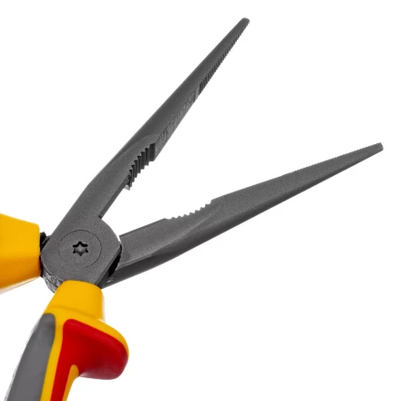 Длинногубцы прямые Denzel 17305, диэлектрические рукоятки до 1000 В, трехкомпонентные рукоятки, 205мм купить в Кургане