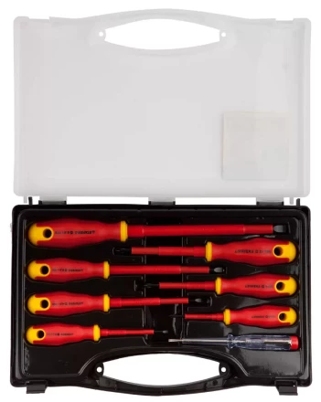 Набор STAYER &quot;PROFI&quot; &quot;ELECTRO&quot;: Отвертки диэлектрические, тестер, 100-250В, Cr-V, 8шт 25145-H8_z01 купить в Кургане