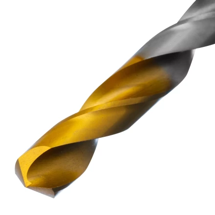 Сверло спиральное по металлу Denzel, 10 x 133 мм, Р6М5, Golden Tip, 718242 купить в Кургане