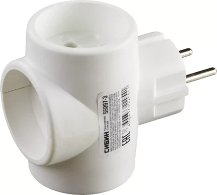 Разветвитель СИБИН электрический, 3 гнезда, 6А/220В 55097-3 купить в Кургане