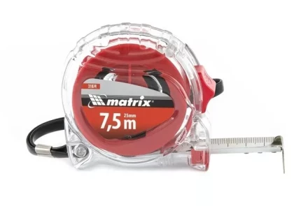 Рулетка 7,5 м х 25 мм MATRIX Crystal корпус из поликарбоната артикул 31074 купить в Кургане