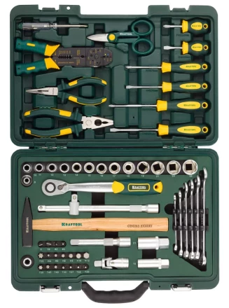 Набор KRAFTOOL &quot;INDUSTRIE&quot; Слесарно-монтажный инструмент, 59 предметов 27977-H59 купить в Кургане