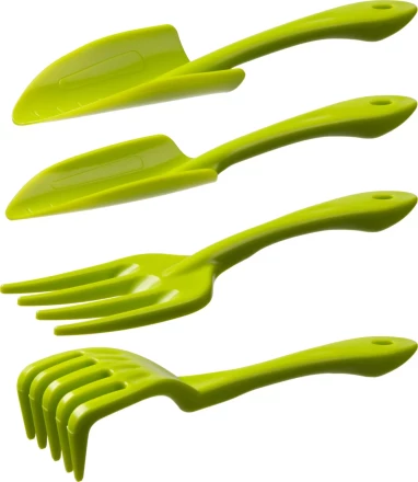 Набор садовый РОСТОК пластиковый, 4 предмета: Вилка, грабельки, 2 совка 421429-H4 купить в Кургане