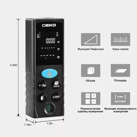 Дальномер лазерный LRD110-50m DEKO, 065-0205 купить в Кургане