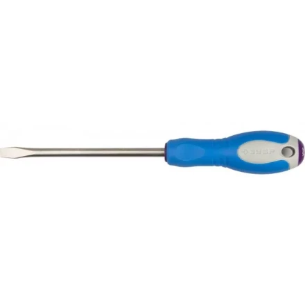 Отвертка ЗУБР, Cr-V сталь, трехкомпонентная рукоятка, цветовая индикация типа шлица, SL, 8,0x150мм 25251-8.0-150 купить в Кургане
