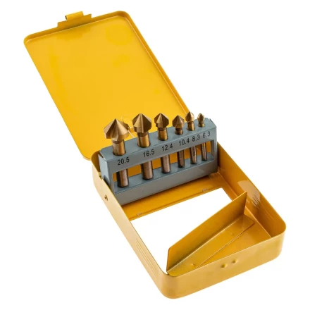 Набор зенковок Denzel 72313, HSS, M3-M10, 6 шт, металл. кейс купить в Кургане