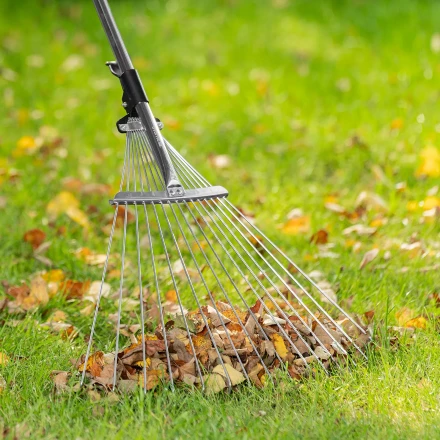 Грабли веерные стальные Palisad, 190 - 520 х 1200 - 1500 мм, 15 зубьев, раздвижные, стальной черенок, 6175655 купить в Кургане