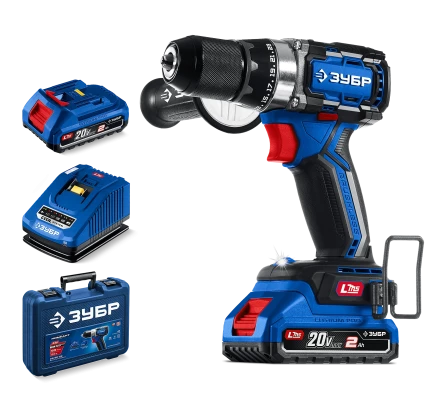 Бесщеточная дрель-шуруповерт Зубр, 2 АКБ LMS (2 Ач), в кейсе DB-70-22 серия «ПРОФЕССИОНАЛ» купить в Кургане