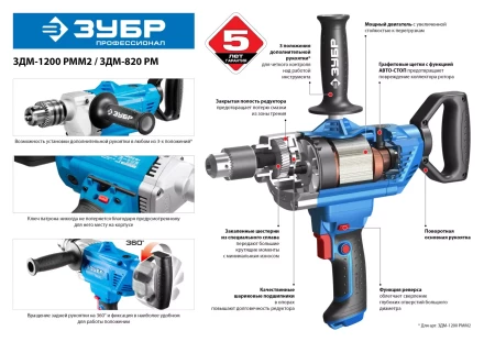 Дрель-миксер ЗДМ-1200 РММ2 серия ПРОФЕССИОНАЛ купить в Кургане