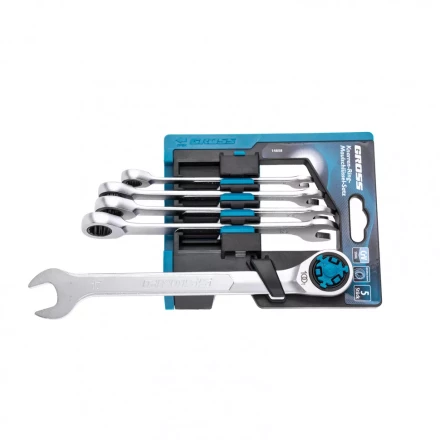 Набор ключей комбинированных трещоточных количество зубьев 100 СRV 5 шт 8- 17 мм Gross 14858 купить в Кургане