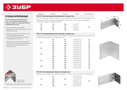 Крепежные углы асимметричные УКА-2.0 инд наклейка серия МАСТЕР купить в Кургане