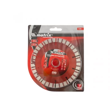 Диск алмазный отрезной Турбо-сегментный 125 х 22,2 мм сухая резка MATRIX Professional 73142 купить в Кургане