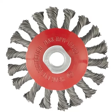 Щетка для УШМ 100 мм М14 &quot;тарелка&quot; крученая проволока 0,5 мм MATRIX 74609 купить в Кургане