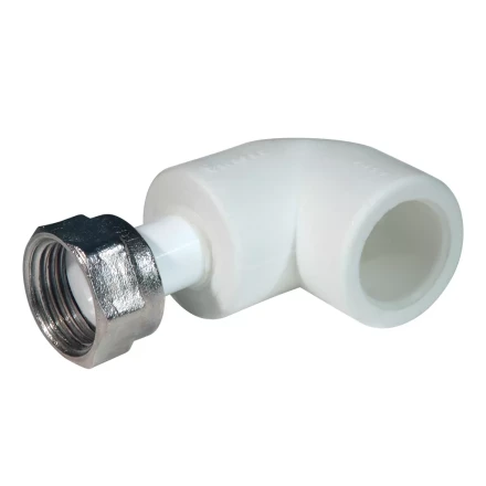 Уголок с н.гайкой PP-R 25мм х1 бел. (25/100) 45596 купить в Кургане