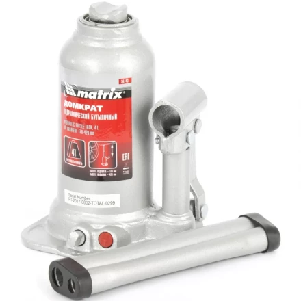 Домкрат гидравлический бутылочный телескопический 4 т подъем 170-420 мм MATRIX 50743 купить в Кургане