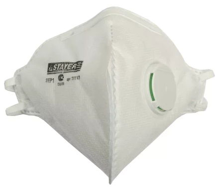 Полумаска фильтрующая STAYER &quot;PROFI&quot; плоская многослойная с клапаном, класс защиты FFP1 11113 купить в Кургане