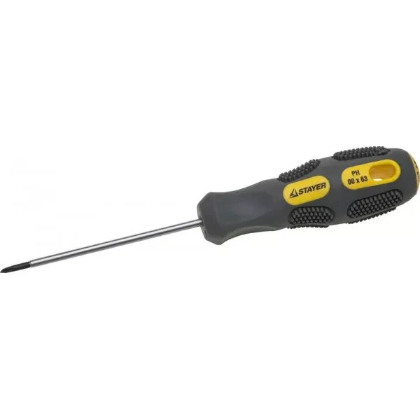 Отвертка STAYER "PROFESSIONAL" "MAX-GRIP" слесарная, Cr-V, намагниченная, PH №00х63мм 2582-00-063 G купить в Кургане