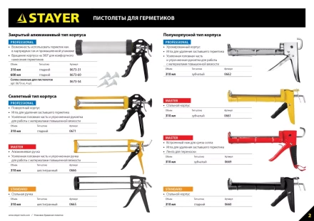 Пистолет для герметиков STAYER &quot;MASTER&quot; 0666, скелетный усиленный, 310мл 0666 купить в Кургане
