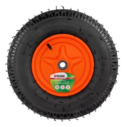 Колесо пневматическое усиленное Palisad 69081, шина 8PR, 4.00-8 D400 мм, внутренний диаметр подшипника 20 мм, длина оси 90 мм купить в Кургане