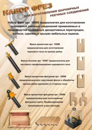 Набор фрез д/изг шарнирного соед хв 12мм 4шт Энкор 10595 купить в Кургане