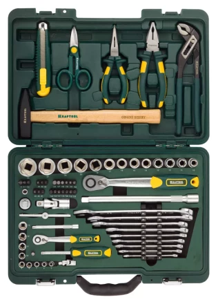 Набор KRAFTOOL &quot;INDUSTRIE&quot; Слесарно-монтажный инструмент, 70 предметов 27977-H70 купить в Кургане