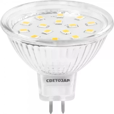 Лампа СВЕТОЗАР светодиодная &quot;LED technology&quot;, цоколь GU5.3, теплый белый свет (3000К), 220В, 3Вт (25) 44550-25_z01 купить в Кургане