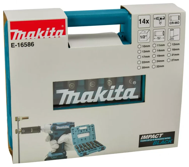 Набор ударных головок Impact Black Makita 1/2, 14 шт Makita E-16586 купить в Кургане