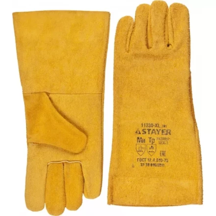 Термостойкие краги STAYER &quot;MASTER&quot; для сварки и тяжелых механических работ, 350 мм 11330-XL_z01 купить в Кургане