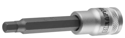 Торцовая бита-головка KRAFTOOL "INDUSTRIE QUALITAT", удлиненная, материал S2, HEX, сатинированная, 1/2", H7 27909-07_z01 купить в Кургане