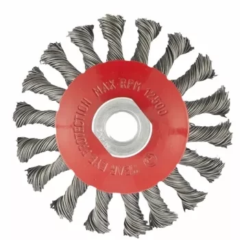 Щетка для УШМ, 125 мм, М14, &quot;тарелка&quot;, крученая проволока  0,5 мм  MATRIX 74611 купить в Кургане