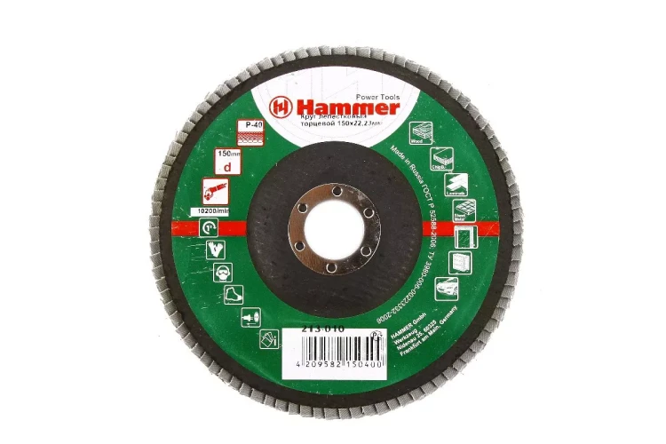 Круг Лепестковый Торцевой (КЛТ) HAMMER КЛТ 1 Ф150х22 Р40 213-010 купить в Кургане