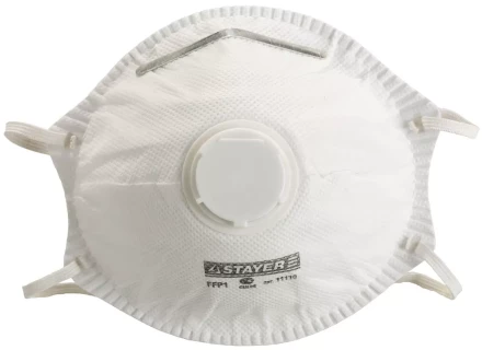 Полумаска фильтрующая STAYER &quot;PROFI&quot; противоаэрозольная с клапаном, многослойная, класс защиты FFP1 11110 купить в Кургане