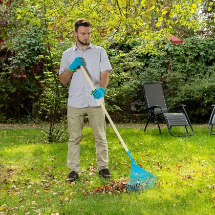 Грабли веерные стальные Palisad, 430 х 1550 мм, 22 плоских зуба, лакированный черенок, Luxe, 617885 купить в Кургане