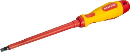 Отвертка KRAFTOOL, высоковольтная, Cr-Mo-V стержень, двухкомпонент. маслобензостойкая рукоятка, SL, 6,5х150мм 250083-6.5-150 купить в Кургане