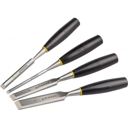 Набор: Стамески плоские с пластмассовой ручкой, 6/12/18/25, 4шт, STAYER 1820-H4 купить в Кургане