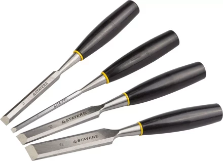 Набор: Стамески плоские с пластмассовой ручкой, 6/12/18/25, 4шт, STAYER 1820-H4 купить в Кургане