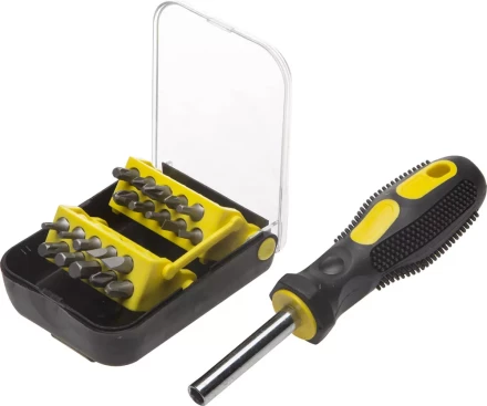 Набор STAYER Отвертка-битхолдер &quot;STANDARD&quot; с магнитом, 2-комп. рукоятка, биты Сr-V, в боксе, 21 предмет 25078-H21 купить в Кургане