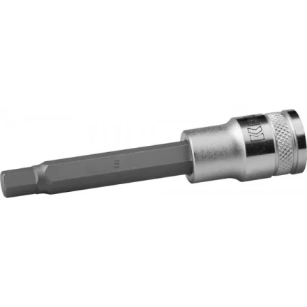 Торцовая бита-головка KRAFTOOL "INDUSTRIE QUALITAT", удлиненная, материал S2, HEX, сатинированная, 1/2", H8 27909-08_z01 купить в Кургане